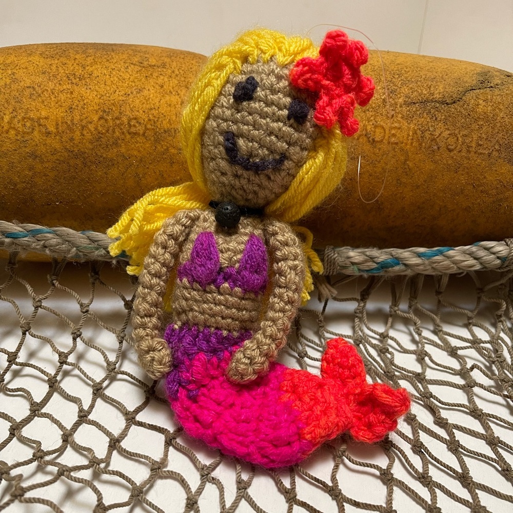 Crochet Mermaid Doll Ornament Lava Bead Essential Oil Diffuser SK